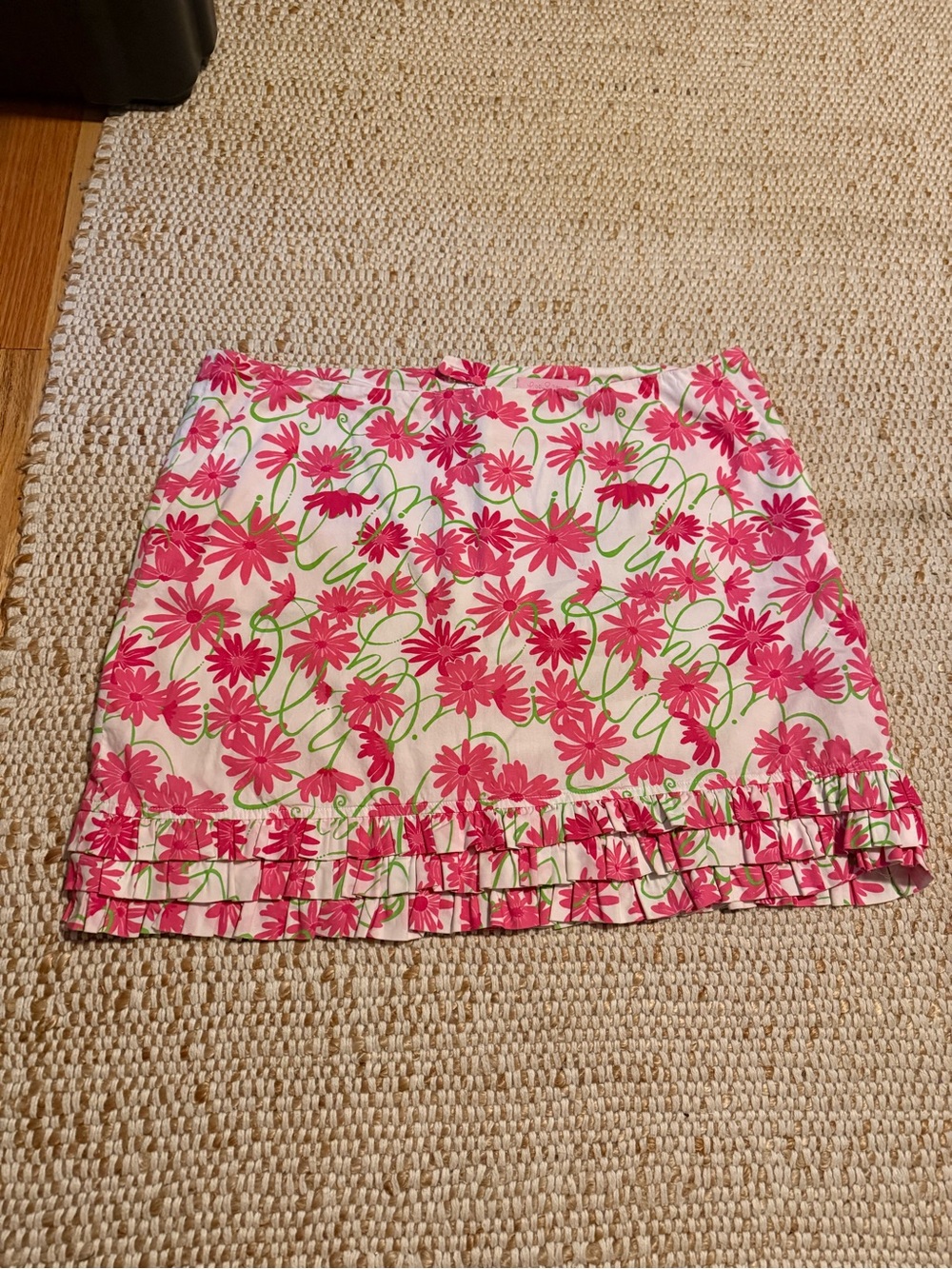 Lilly Pulitzer Floral Pink Ruffle Hem Women's Skirt